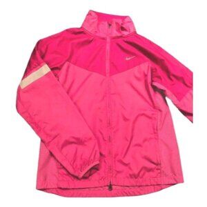 Nike Girls Reflective Pink Running Jacket Windbreaker Nylon  Mesh Vents M 10 12